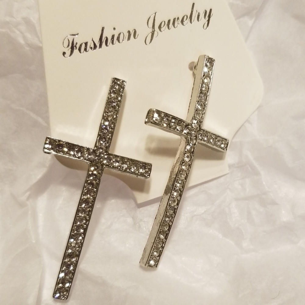 Silver Cross Earrings
